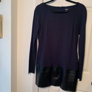 NWT! Premise Navy Blue Black Vegan Leather Dress